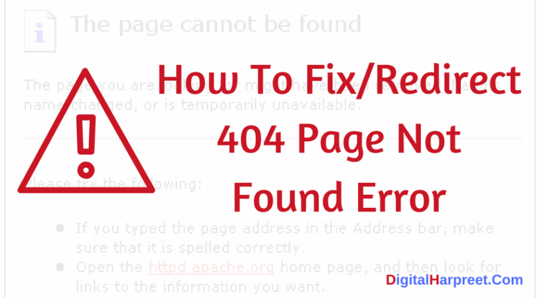 How To Fix/Redirect 404 Page Not Found Error